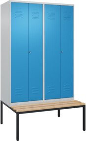 C+P PSA Doppel-Spind Classic PLUS Sitzbank mit 4 Abteilen, Buche-Hartholz und Zylinderschloss, B/T/H: 212,0 x 120,0 x 81,5 cm - Bild 1