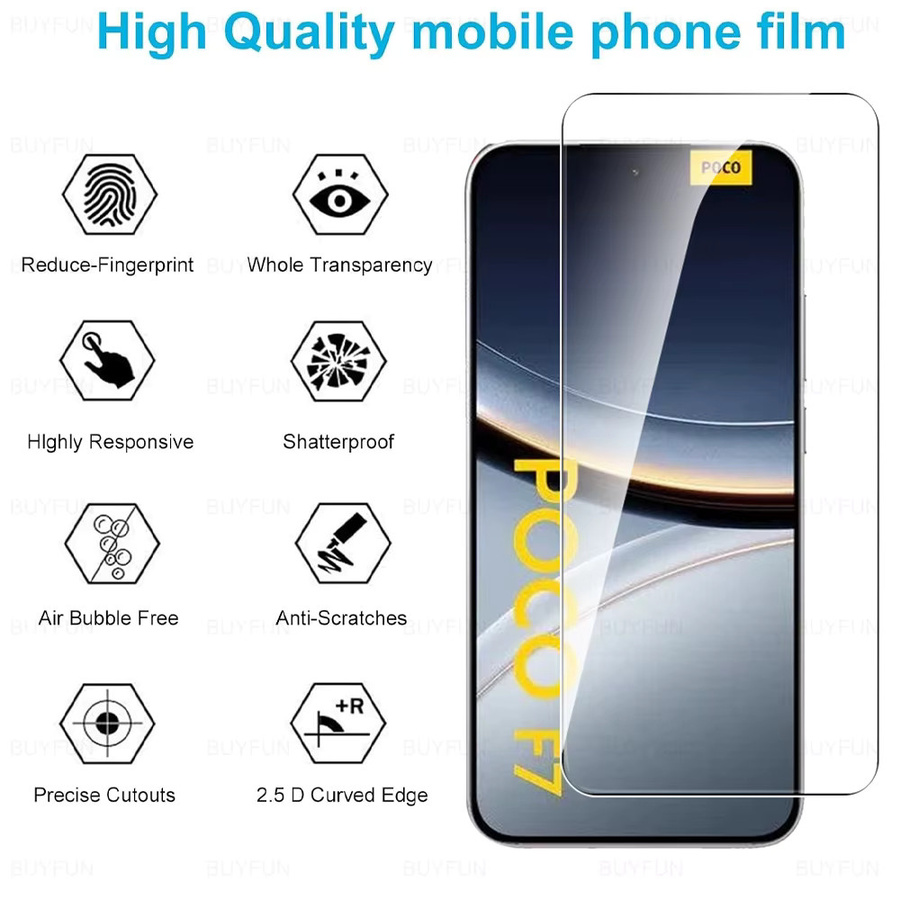 Xiaomi Poco F7 5G Displayschutzfolie aus gehärtetem Glas, 2 Stück, transparent, 6,83 Zoll - Bild 2