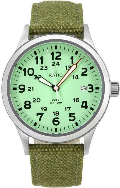 Ratio Quest Herren-Felduhr, Quarz, Edelstahl, Grün, 40 mm - Bild 1