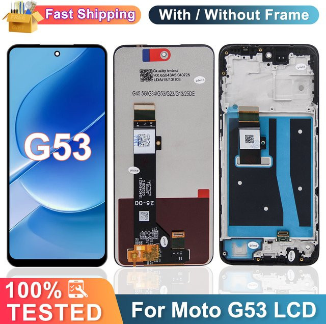 Motorola Moto G53 LCD Display mit Touchscreen Digitizer Montage und Rahmen in Schwarz, 6.5 Zoll - Bild 1