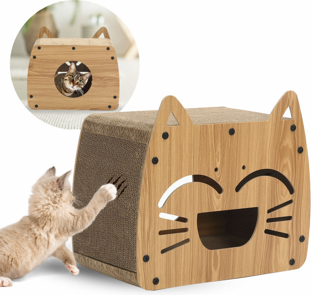 Ultiness Katzenhaus SCOTTY mit Kratzpappe in Braun - Bild 1