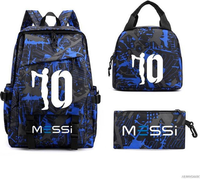 3-teiliges Schulrucksack-Set in Blau aus Oxford-Stoff mit großem Fassungsvermögen inklusive Federmäppchen und Schultergurt - Bild 1