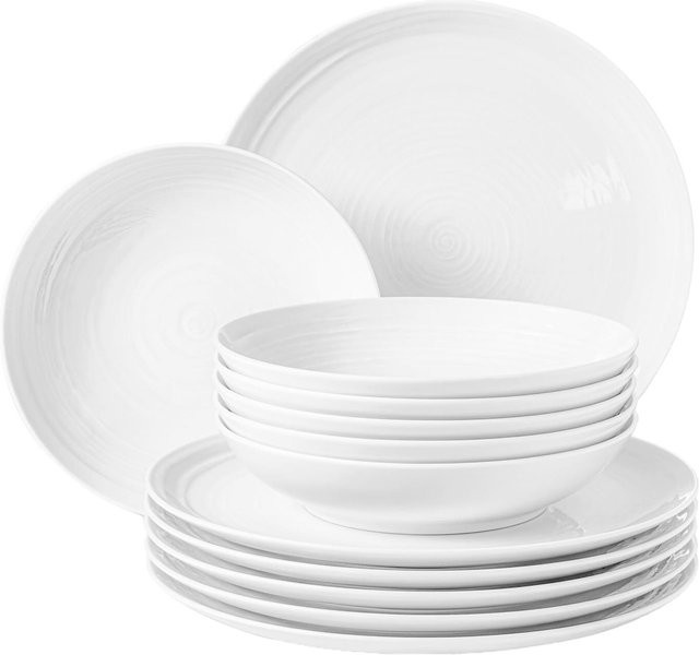 Seltmann Weiden Tafelservice Terra Uni aus Porzellan in Weiß, 12er Set - Bild 1