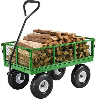 VEVOR Bollerwagen aus Metall mit abnehmbaren Seitenteilen und 180 Grad drehbarem Griff, Tragkraft 300 kg, Farben: Gelb, Schwarz, Grün - Bild 1