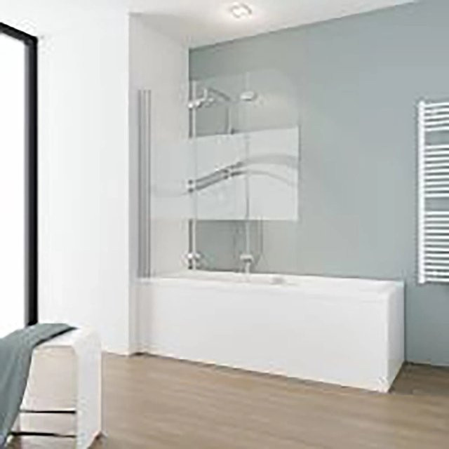 Schulte ExpressPlus Badewannentrennwand Liane, 3-teilig, faltbar, ESG-Sicherheitsglas, transparent, Silber, B: 125 cm, H: 140 cm - Bild 1