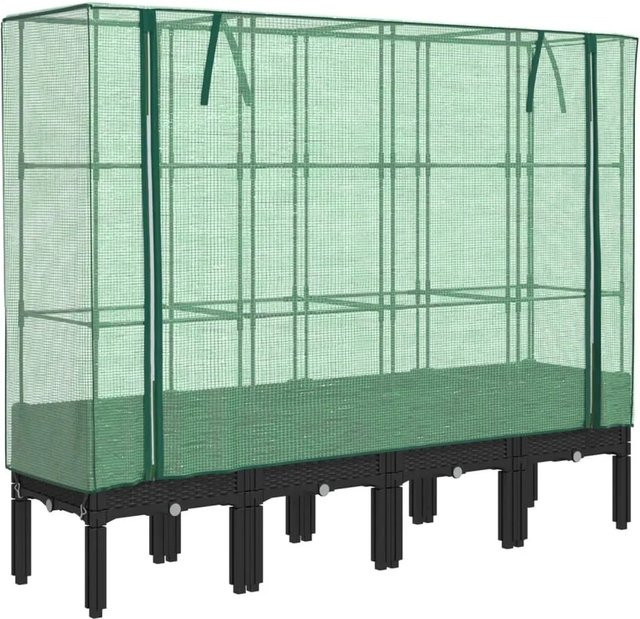 Furnicato Hochbeet mit Gewächshausaufsatz in Schwarz, B/T/H: 160 x 40 x 44 cm - Bild 1