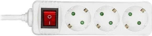 MicroConnect 3-fach Schuko Steckdose mit 5m Kabel und Ein-/Ausschalter, Weiß (GRU0035WS) - Bild 1
