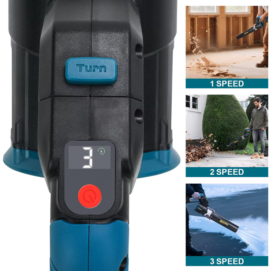 Gisam 2-in-1 Elektrischer Luftbläser Turbo-Jet-Ventilator Schwarz für Makita LXT 18V Akku - Bild 7