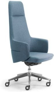 Chefsessel Hochlehner Leyform OPERA mit Armlehnen und Synchronmechanik in Blau Melange mit Stoffbezug Fenice - Bild 1