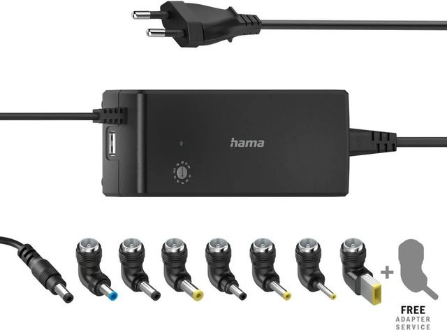 Hama Universal-Notebook-Netzteil 90W Schwarz mit USB-A und USB-C Anschlüssen - Bild 1