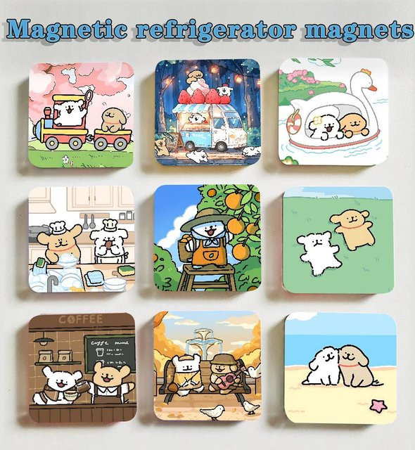 M-MalteseS Kühlschrankmagnet-Set aus Acryl, quadratische dekorative selbstklebende Aufkleber in Multicolour - Bild 1