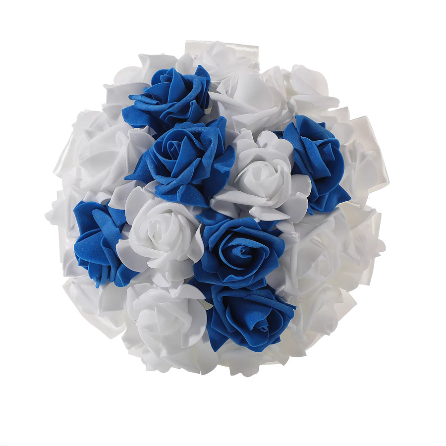 Eleganter Brautstrauß TRUE LOVE GIFT in Weiß und Lila, runder floraler Hochzeitsstrauß aus Textil - Bild 2