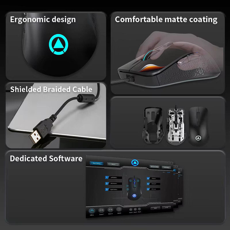 YINDIAO Ergonomische Kabelgebundene Gaming-Maus in Schwarz für PC und Laptop - Bild 4