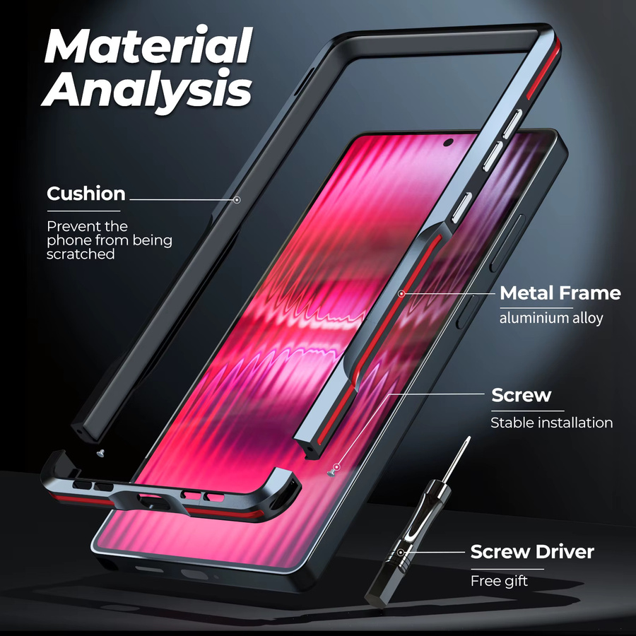Aluminium-Stoßfänger-Rahmen Handyhülle für Samsung Galaxy S26 S25 S24 S23 Ultra mit Kantenschutz in Schwarz - Bild 4