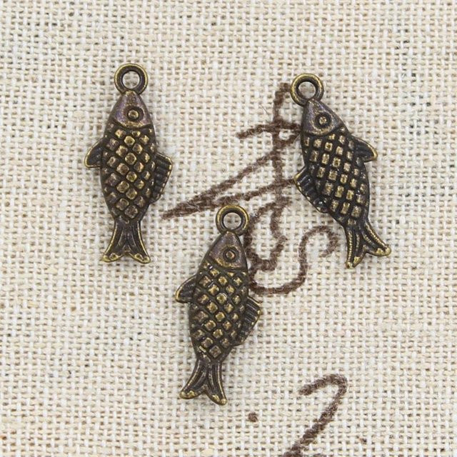 Binchi Outdoor Product Anhänger Fisch, Doppelseitig, Antik Bronze, Silber Farbe, 20x8mm - Bild 1