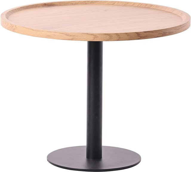 CLP Beistelltisch Aspen Couchtisch mit runder Holzplatte und matt-schwarzem Metallgestell - Bild 1