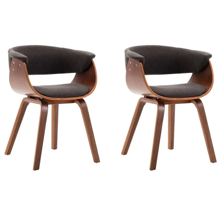 vidaXL Esszimmerstühle 2er Set aus Bugholz und Stoff in Grau und Braun im Mid-Century Design - Bild 2