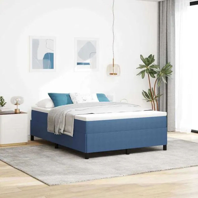 Modernes Polsterbett vidaxl aus Cordstoff und Kiefer in Blau, B/T: 160 x 200 cm - Bild 1