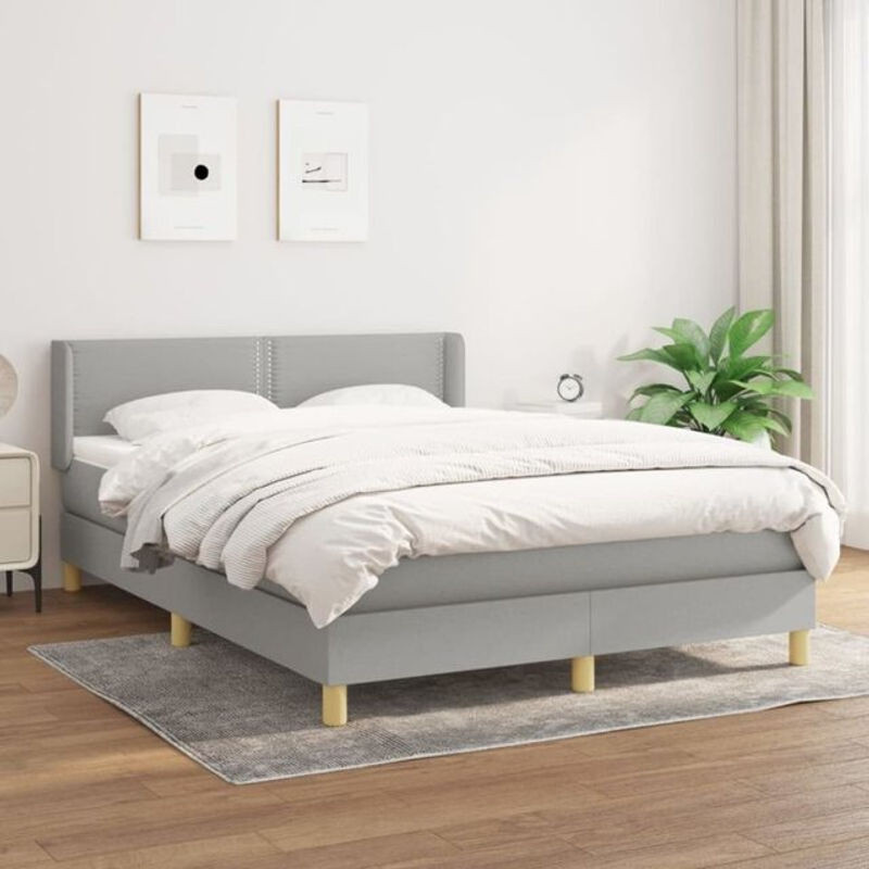 Vidaxl Boxspringbett mit Matratze aus Stoff in Grau, B/T: 140 x 200 cm - Bild 1