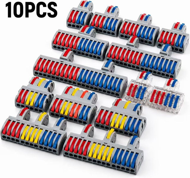 YJCAL Mini-Schnellkabelverbinder kompakter Push-in-Klemmenblock mit 1 Eingang und mehreren Ausgängen als universeller Kabelverteiler für LED-Beleuchtungsverkabelung - Bild 1