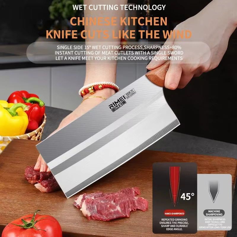 SMEG Hackmesser aus Edelstahl in Silber mit Holzgriff - Bild 4