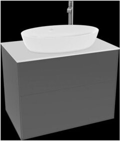 V&B Waschtischunterschrank Finion in Anthrazit matt mit weißer Ablagefläche, Breite: 80 cm, Tiefe: 50,1 cm - Bild 1