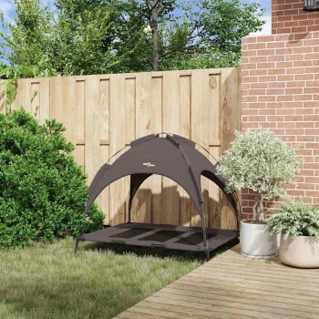vidaXL Hundebett Braun aus Metall mit Stoffauflage, B/T/H: 122 x 93 x 106,5 cm - Bild 3
