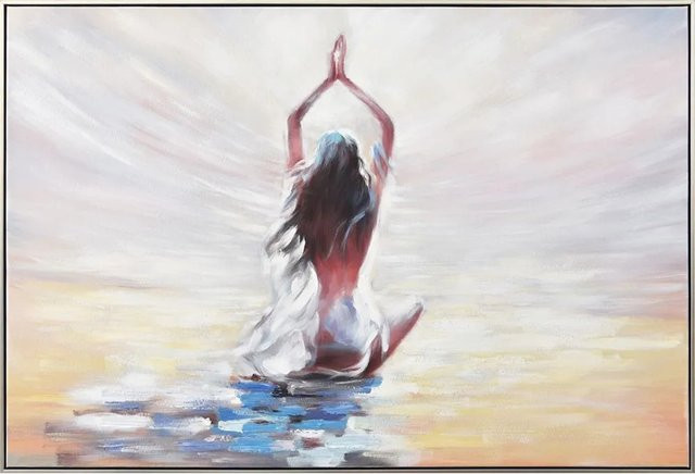 Art Universe Leinwandbild Yoga am Strand, modern, mehrfarbig, B: 122 cm, H: 82 cm - Bild 1