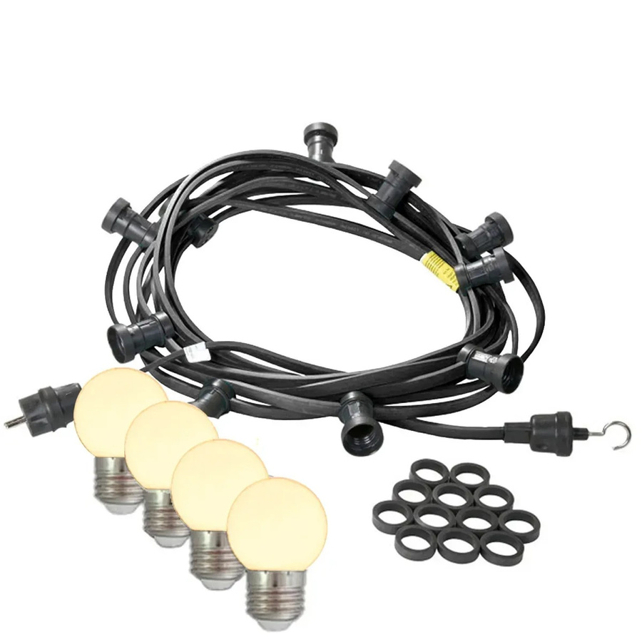 Satisfire Illu-Partylichterkette für Außen mit 50 warmweißen E27 LED Kugellampen, 30 m Länge - Bild 2