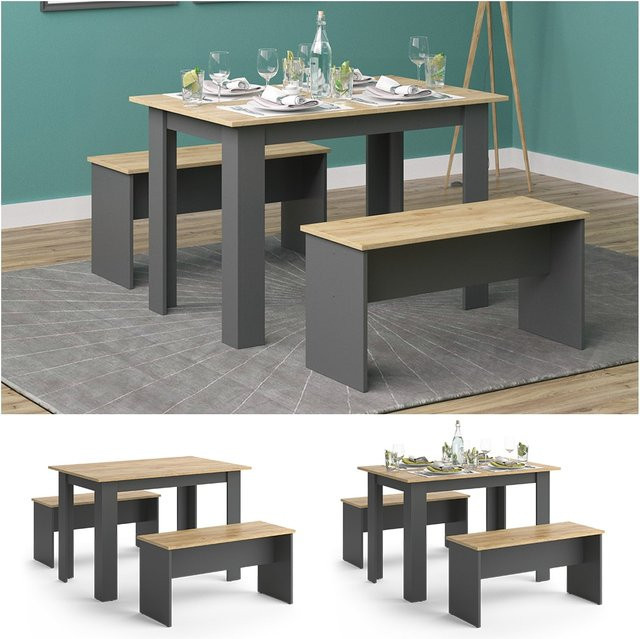 Vicco Esszimmer Tischgruppe Sentio Esstisch in Anthrazit und Eiche, Breite: 110 cm - Bild 1