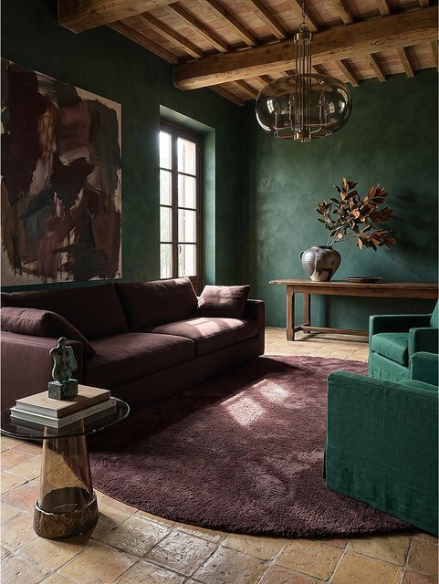 Hochflor Teppich Kadima Design von ALDAN in Bordeauxrot, B/B/H: 120 x 120 cm - Bild 1