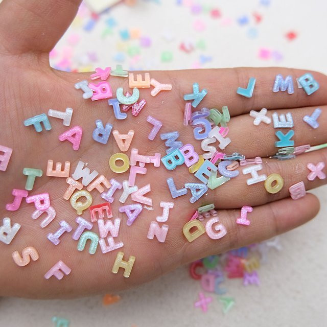 NAILFYOU Nagelcharms, 20 Stück, Harz-Buchstaben, Glitzer, Transparent, Unisex - Bild 1