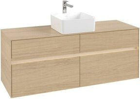 V&B Waschtischunterschrank Collaro mit Waschtisch und LED-Beleuchtung, B/T/H: 140 x 54,8 x 50 cm, Farbe: Nord Oak - Bild 1