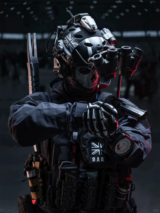 AQzxdc Call of Duty Ghost Cosplay Ausrüstungsset, Schwarz - Bild 2