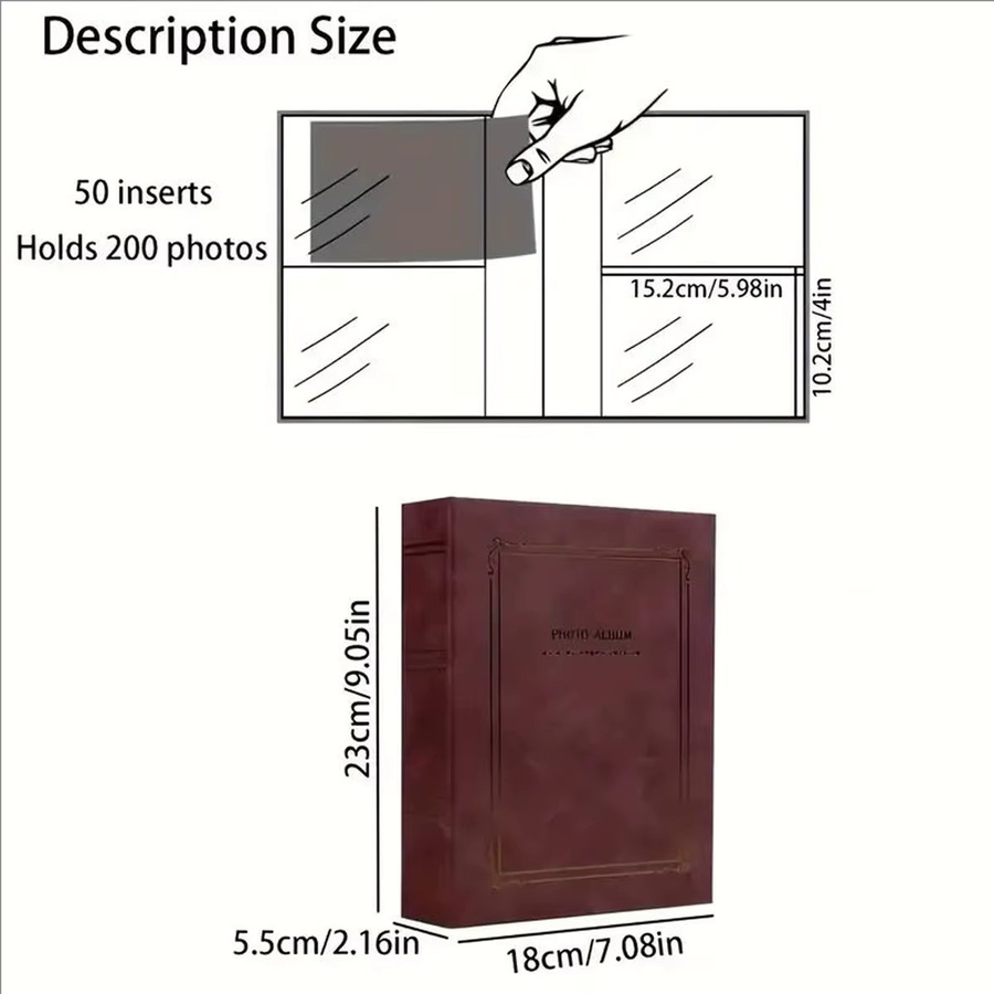 Vintage Fotoalbum mit transparenten Seiten in Gelb, B/H: 15,2 x 10,2 cm, für 200 Fotos - Bild 2