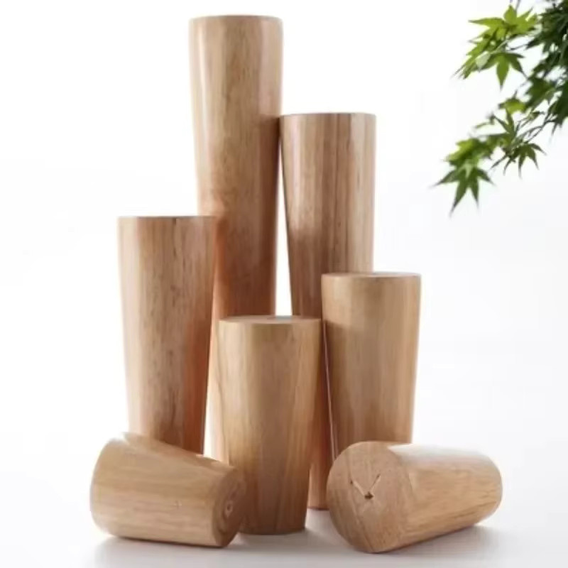 4 Stück konische Holzmöbelbeine in Braun im skandinavischen Design für Hocker, Sofatisch oder Computertisch - Bild 2