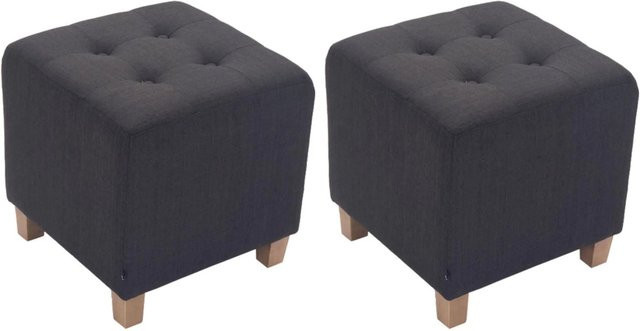 DELUKE 2er Set Sitzhocker CELIS Polsterhocker aus Stoff in Dunkelgrau, B/T/H: 45 x 45 x 46 cm - Bild 1