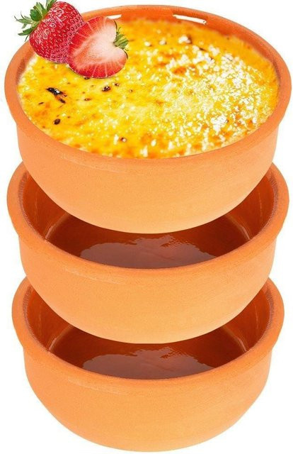 lumarko! Ramekin Schälchen aus Steingut zum Überbacken, 3 Stück, Orange - Bild 1