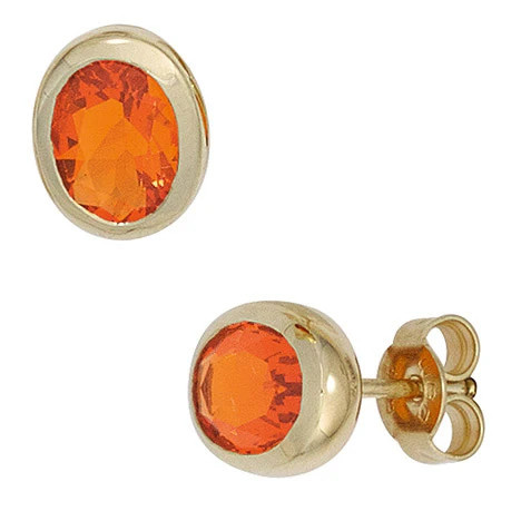 Colfem Ohrstecker 585 Gelbgold, Feueropale, Unisex - Bild 1