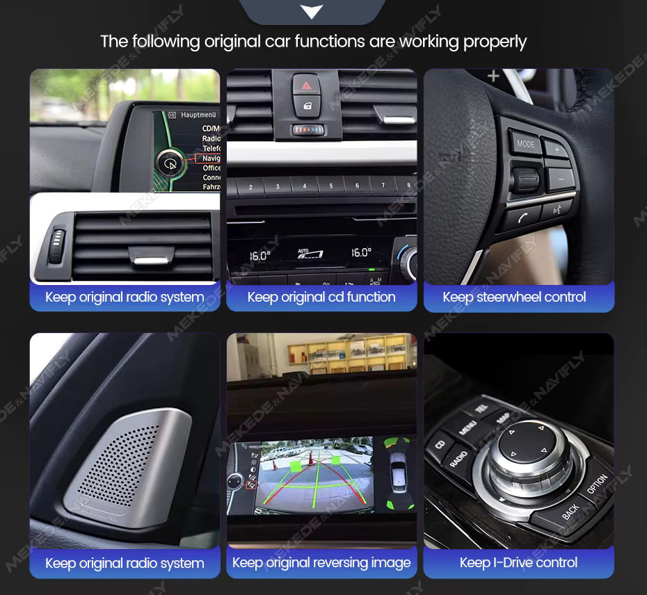 MEKEDE Multimedia-Autoradio für BMW 5er und 3er Serie E60 E61 E63 E64 E90 E91 E92 (2004-2012) mit kabellosem CarPlay, Android Auto, Bluetooth, WiFi und 4G in Schwarz - Bild 2