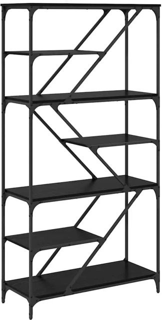 vidaXL Bücherregal in Schwarz und Eichen-Optik, modernes Standregal aus Holzwerkstoff und Metall, B/T/H: 91 x 36 x 176 cm - Bild 1
