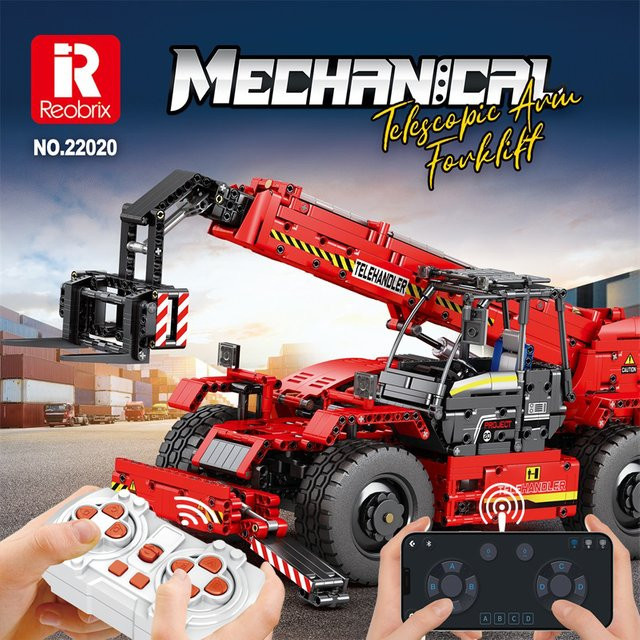 REOBRIX Teleskop Gabelstapler, Bausteine, 2096 Teile, fernbedienbar, ab 14 Jahren - Bild 1