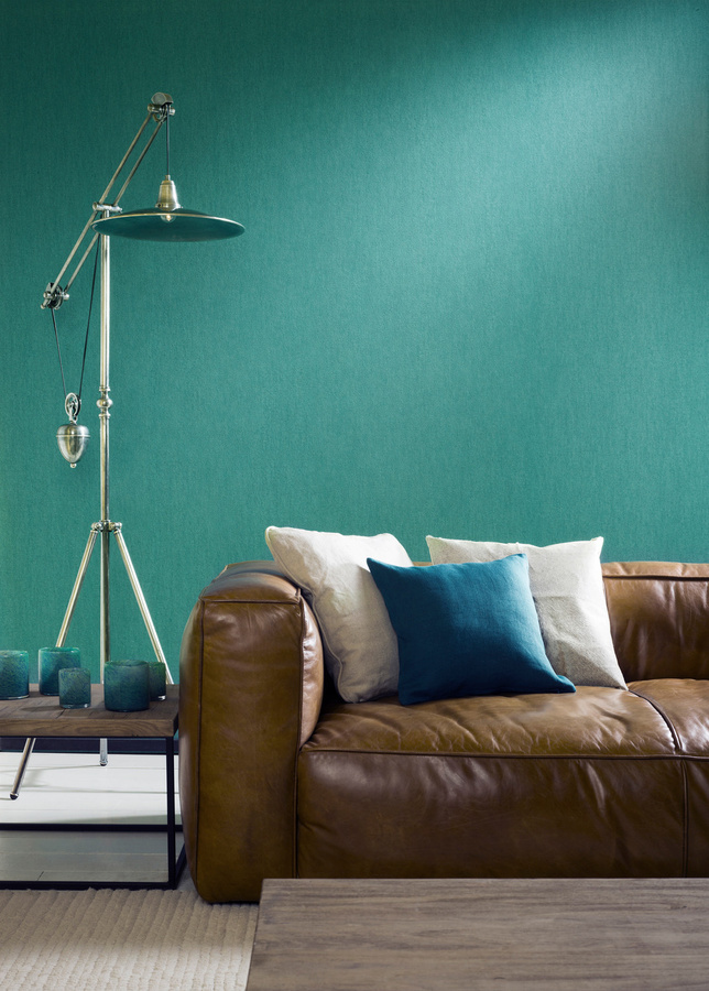 Flamant Wallpaper Lin Peacock Vlies Tapete in Grün, Türkis und Petrol mit modernem Design und mattem Finish - Bild 1