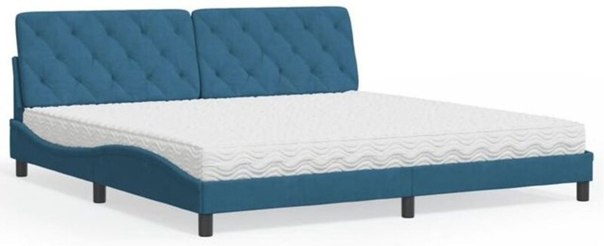 Modernes Polsterbett mit Matratze von vidaxl in Blau aus Samt und Metall, B/T: 200 x 200 cm - Bild 1