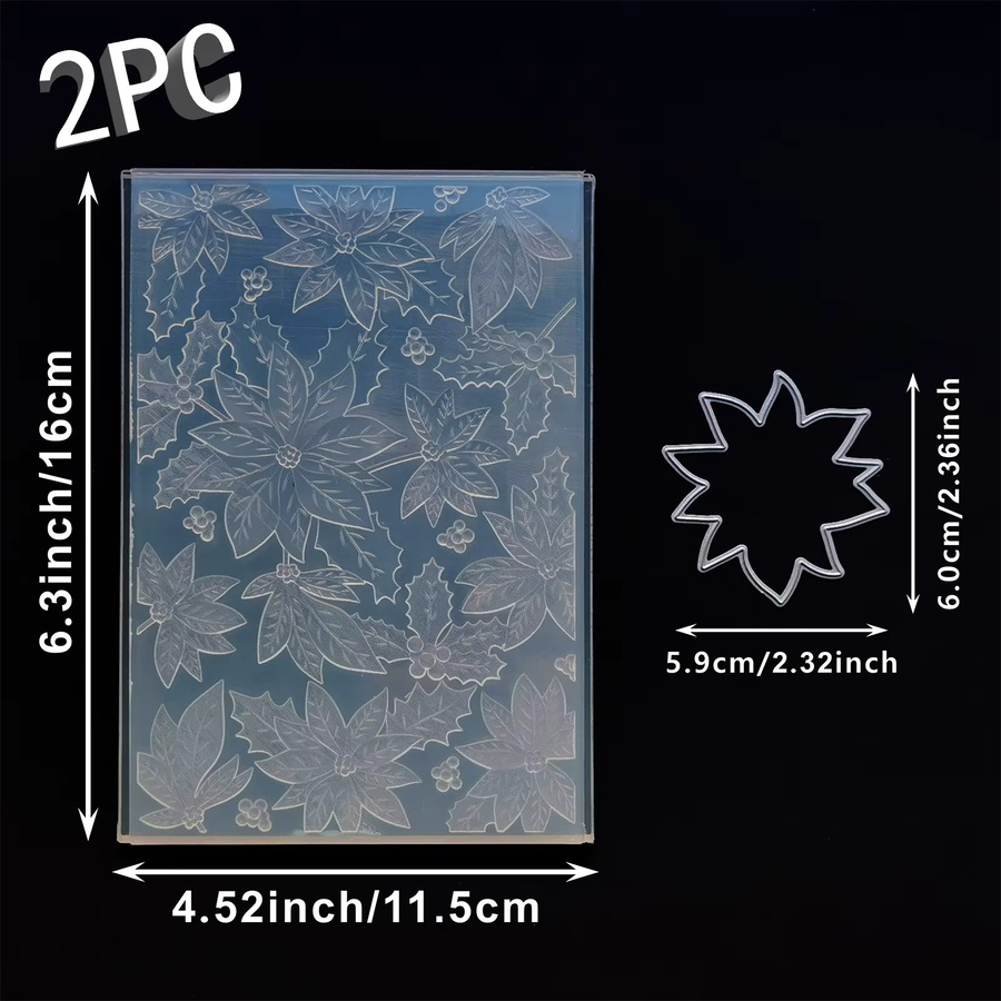 2-teiliges Set aus 3D-Reliefmappe und Schneidform für die Rückseite des Weihnachtssterns Weihnachtsblume - Bild 3