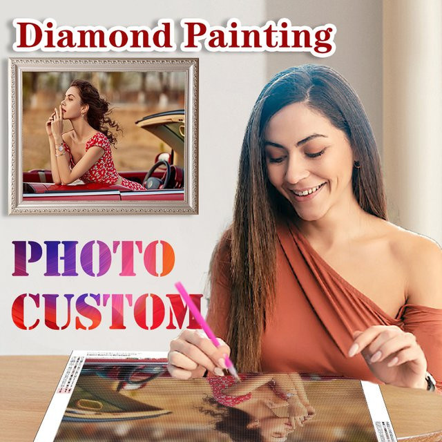 CHENISTORY DIY Diamantmalerei Set mit personalisiertem Foto für runde Stickerei in Multicolour zur Wanddekoration - Bild 1