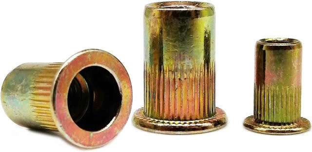 SCREWHOME Flachkopf-Nietmuttern aus verzinktem Kohlenstoffstahl in Gold, Set mit M3 bis M12 - Bild 1