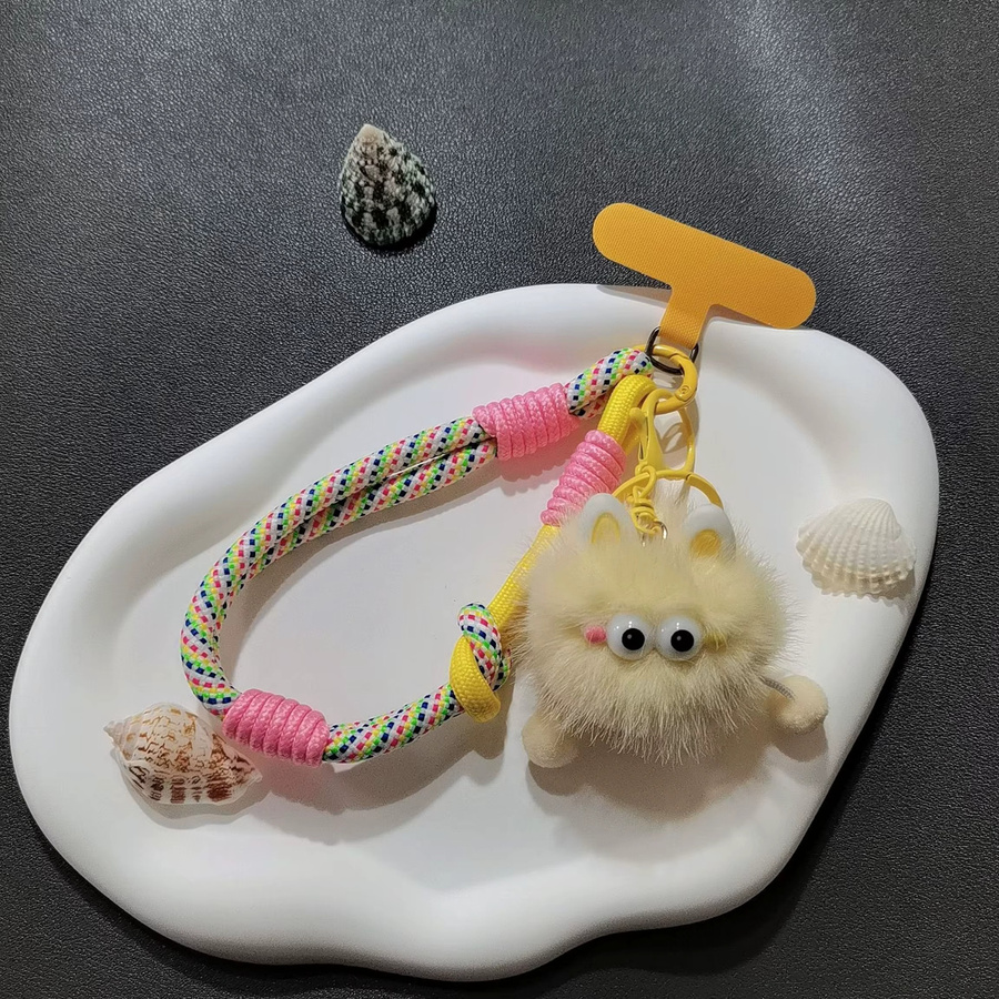 Buntes Cartoon-Plüsch-Handyband als Handgelenkband in Multicolor und Weiß zum Schutz deines Smartphones - Bild 3
