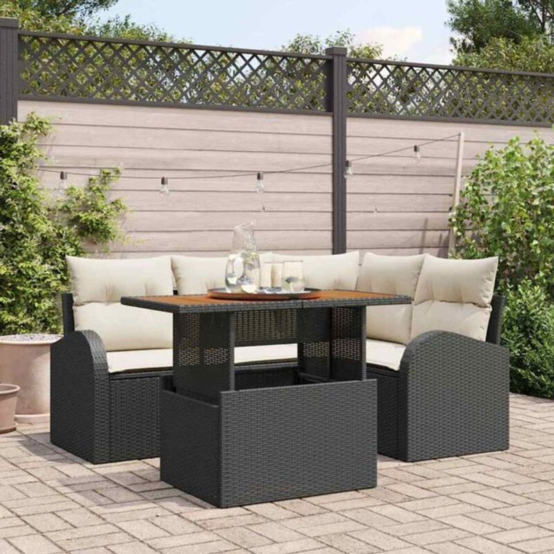 Vidaxl Garten-Sofa-Set aus Poly-Rattan mit Speicherfunktion in Schwarz - Bild 1