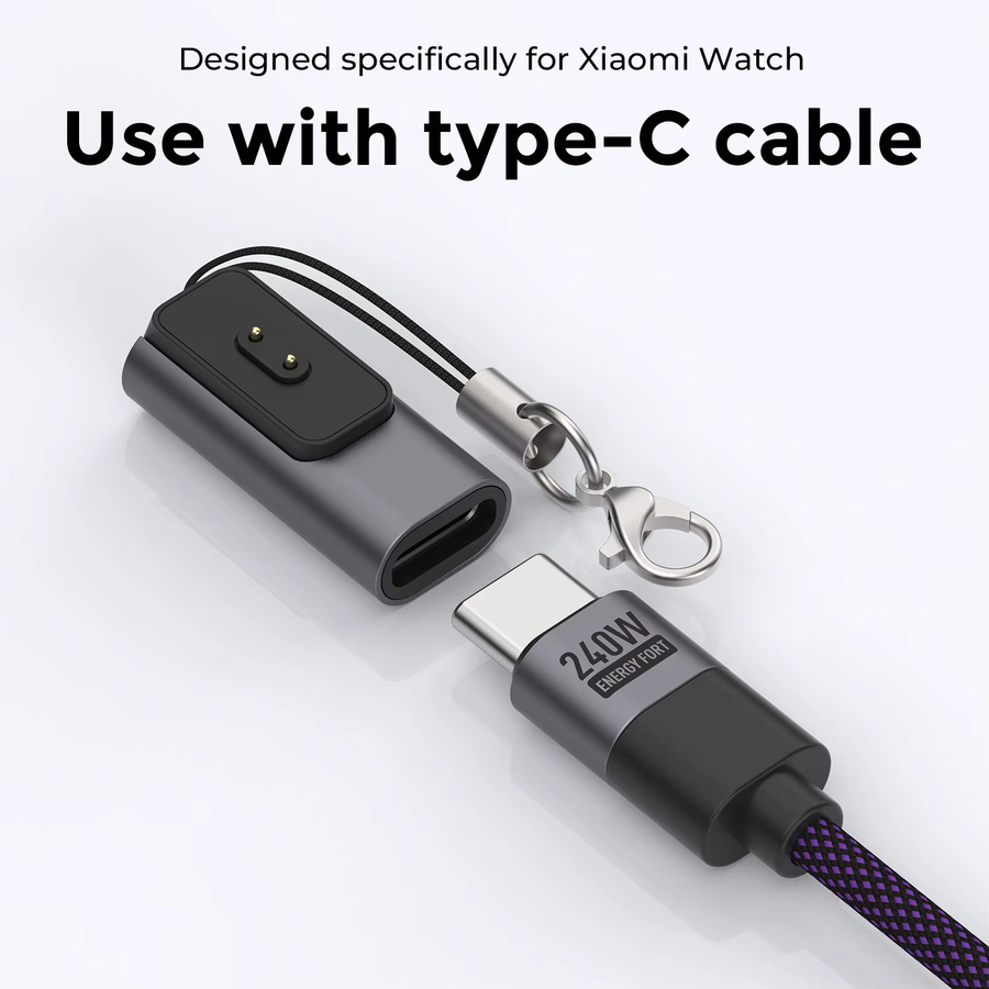 Xiaomi USB-C Ladeadapter für Xiaomi Band 10/9/8 und Redmi Watch 6/5 NFC Tragbares Ladegerät Konvertierungsstecker in Grau - Bild 3
